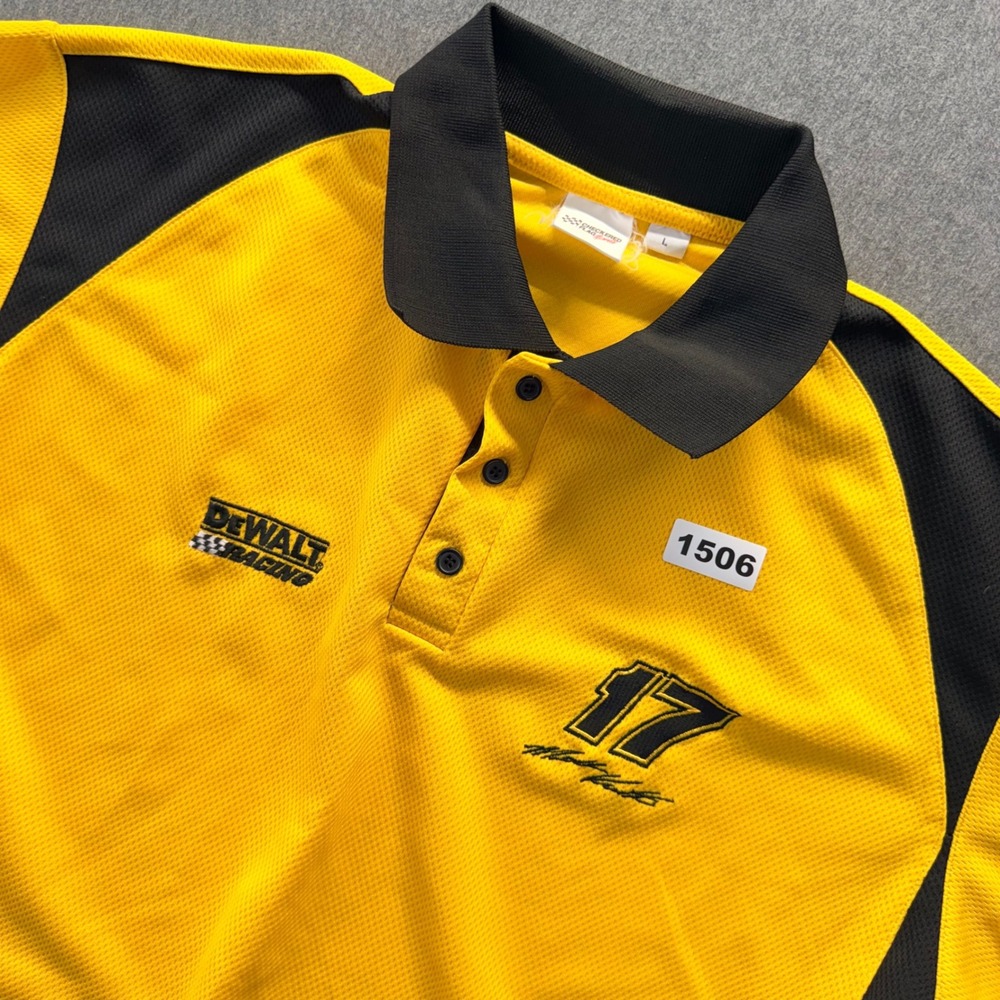 Checkered Flag NASCAR DeWalt Racing Matt Kenseth 17 Polo Shirt Yellow Black L